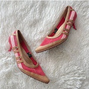 Diesel Pink and Tan Kitten Heels